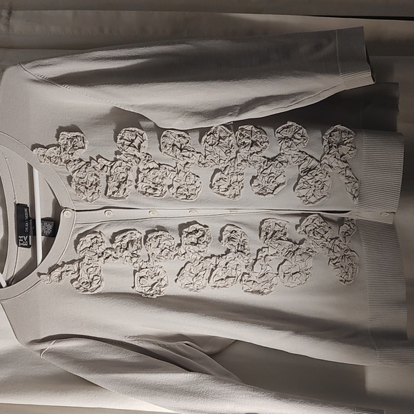 Chelsea & Theodore cardigan with embellishments, lt gray, XL - Picture 1 of 5